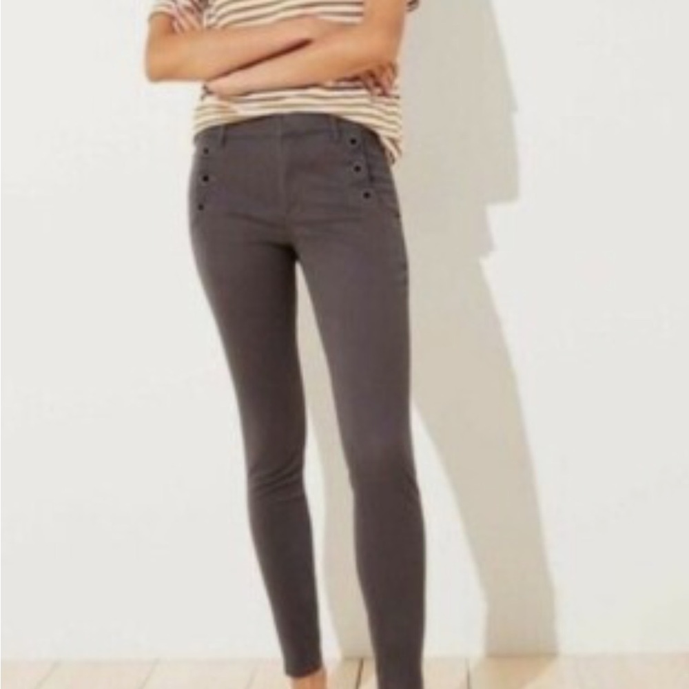 Loft Sailor, Sateen Gray High-Waisted Pants